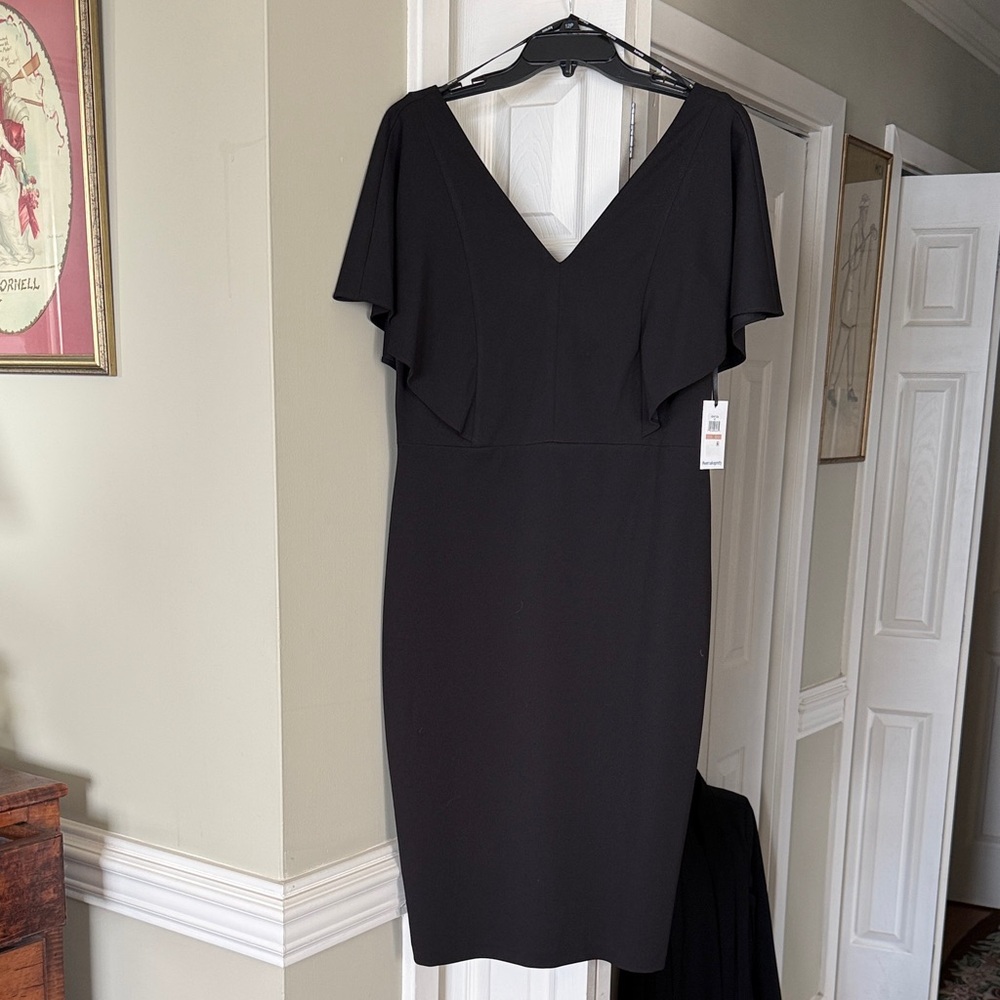 Kensie Black Midi Dress with Flutter Sleeves NWT Sz. 12